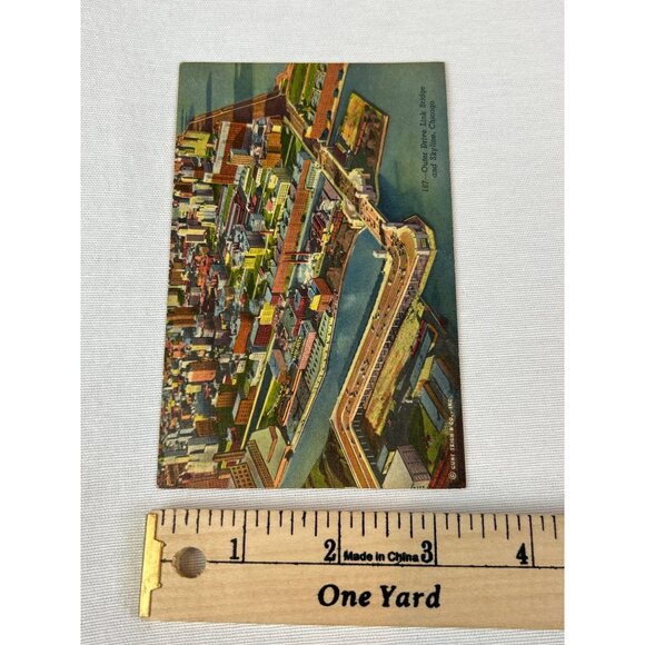 Vintage 1950's Postcard Outer Drive Link Bridge & Skyline Chicago Curt Teich & C - Picture 8 of 8
